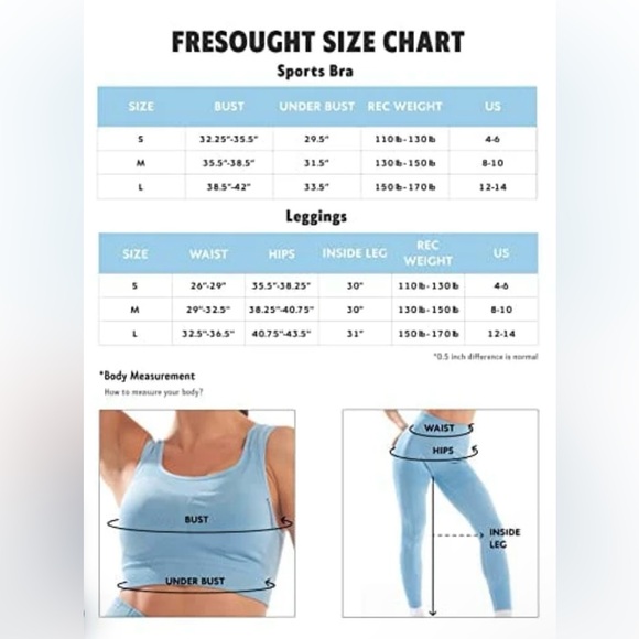 NWOT Fresought Blue Activewear Set with Cutout Back | Size: M - Picture 4 of 8